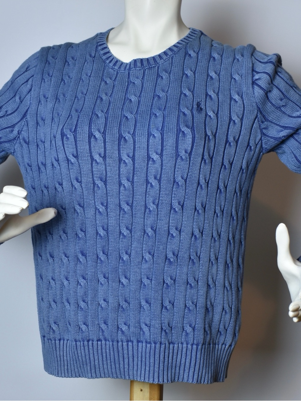 Polo Ralph Lauren Women’s XL 100% Cotton Cable Knit Sweater Cornflower Blue